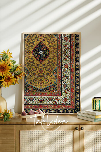 tablodea Osmanlı Motifli Vintage Çerçeveli Poster Tablo, Otantik Desenli Dekoratif Etnik Bohem Duvar Tablosu