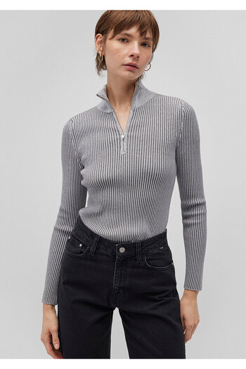Mavi Gray Knitwear Stand Collar Zippered 1710473 -70075