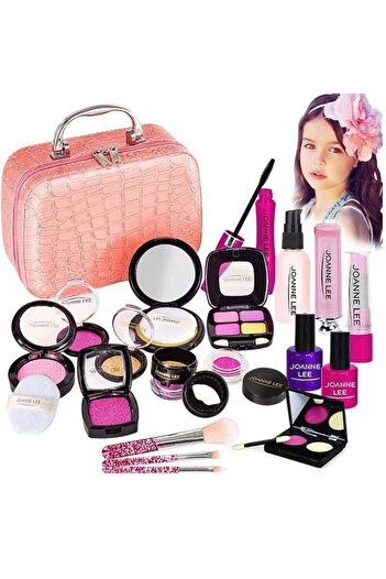 fulina Girl's Game Makeup Bag,Fake Makeup Set,Non-toxic Cosmetic Toy,With Storage Box,Durable,Washable