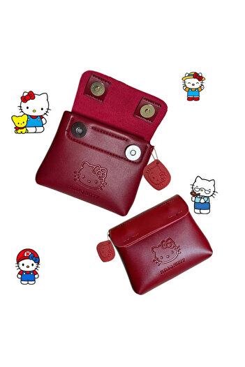 Miniso black Retro Rose Red Cute Anime Peripherals Hellokitty Leather Wallet Fashion Charm Japanese Girl Mi