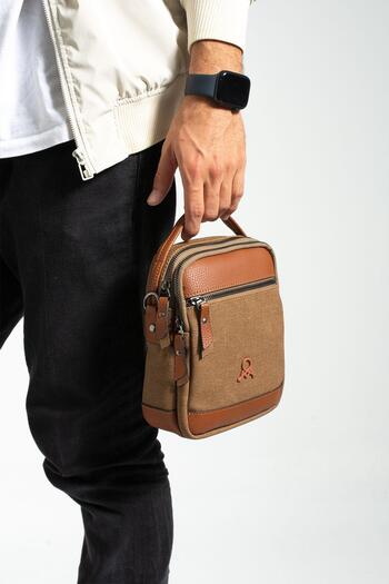 MELAMS Multi-Compartment Useful Linen Canvas Men's Messenger Bag