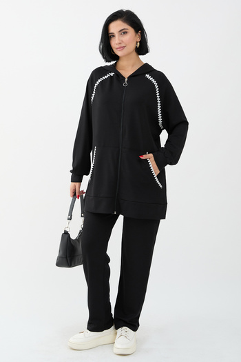 InStyle Zippered Shepherd Stitch Black Double Set