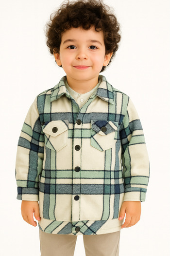 Casabony Plaid Thick Plush Lined Boys' Shirt