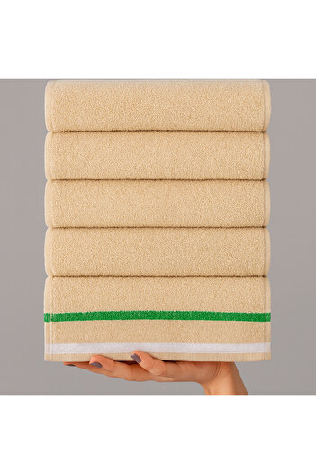Benetton Home 5 Pieces Bath Towel Hand Face Body Beige 100% Cotton 30X50 cm Face Towel