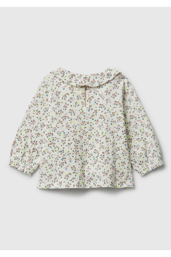 United Colors of Benetton Baby Gray All Patterned Round Neck Flounce Sweatshirt