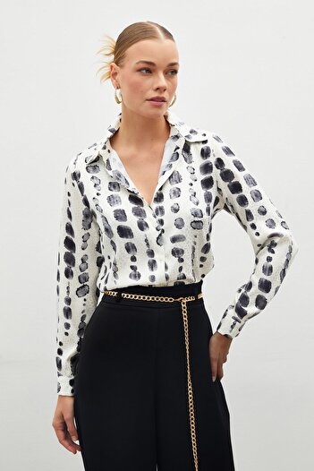 Sateen Black Patterned Classic Shirt