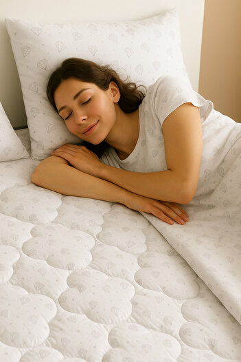 homewell 100% Pure Cotton Hypoallergenic Mattress Pad with Body Temperature Balancing Silvery Diamond