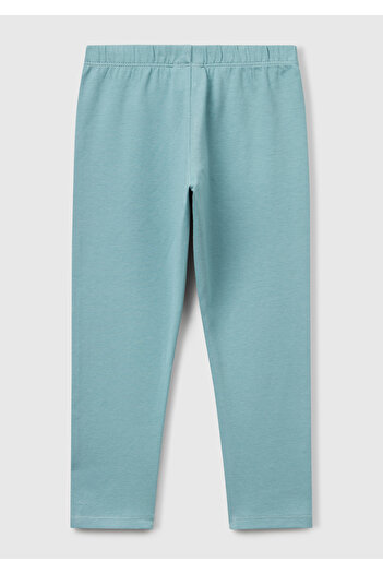 United Colors of Benetton Girl's Gray-Green Benetton Logo Long Leggings
