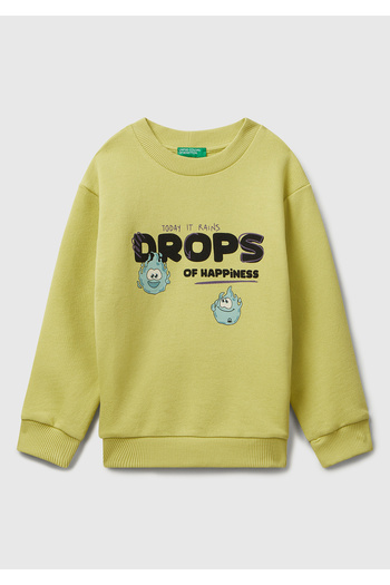 United Colors of Benetton Boy's Mustard Multicolor Printed Relaxed Fit Sweatshirt