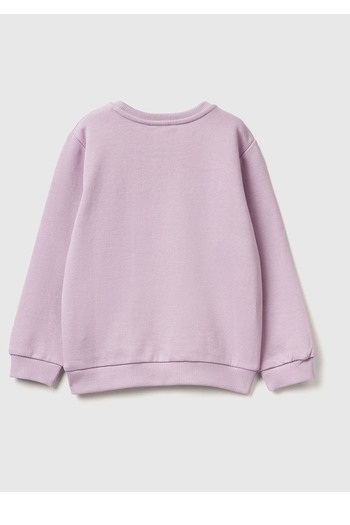 United Colors of Benetton Girl's Lilac Graphic Printed Ribbed Regular Fit Sweatshirt