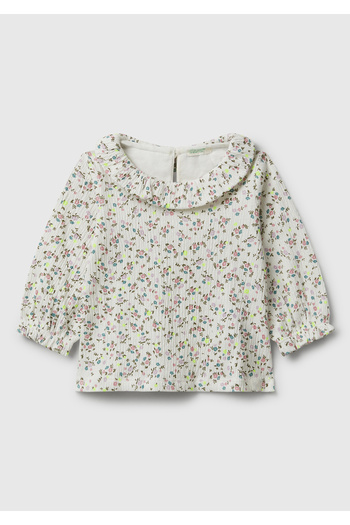 United Colors of Benetton Baby Gray All Patterned Round Neck Flounce Sweatshirt