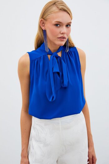 Sateen Φουλάρι Tank Top - Sax Blue