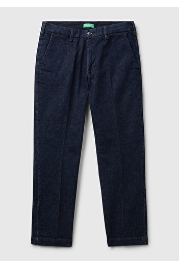 United Colors of Benetton Men's Slim Fit Navy Blue Denim Chino Pants