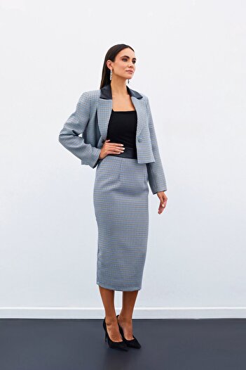 Sateen Fusta Midi Crowbar - ALBASTRU