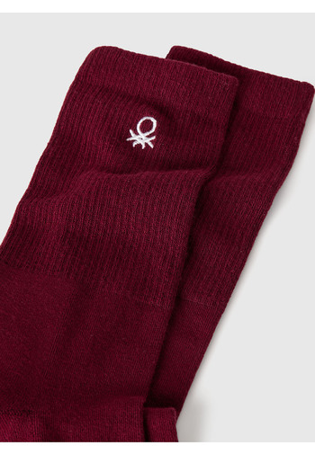 United Colors of Benetton Unisex Burgundy Benetton Logo Socks