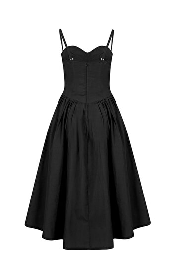 La Sarta Black Cotton Poplin Lemanoda Dress
