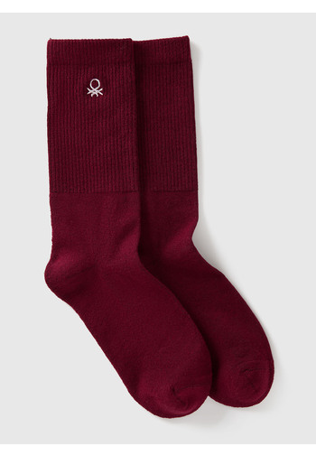 United Colors of Benetton Unisex Burgundy Benetton Logo Socks