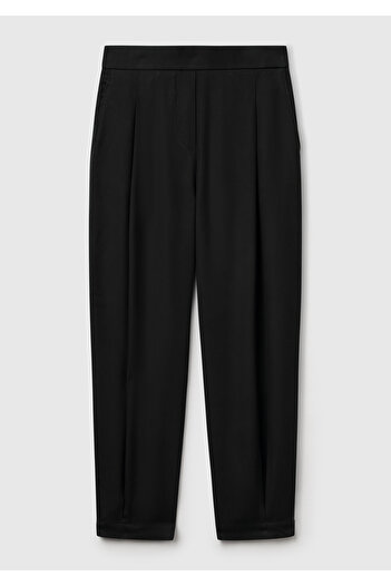 United Colors of Benetton Women's Black 100% Lyocell Elastic Waist Balloon Fit Pants