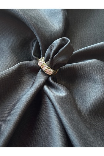 lotusbybuket 14K Gold Color Vip Steel Zirconium Silver Stone Detailed Adjustable Ring