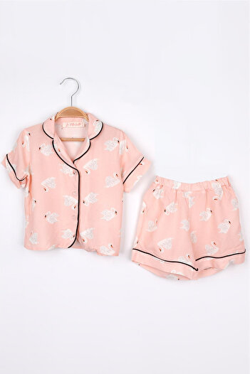 Le Mabelle Yavruağzı Swan Patterned Pijama Set for Girls