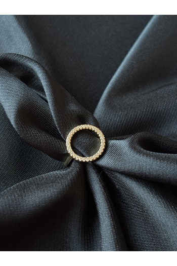 lotusbybuket 14K Gold Color Vip Steel Zirconium Round Detail Adjustable Ring