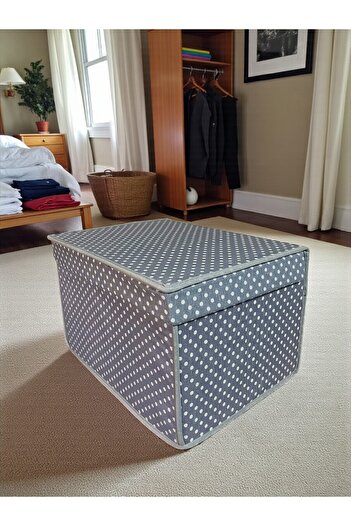 VAYBE Mini Multi-Purpose Storage Box, Box Storage, Box, Organizer, Toy Box Gray Polka Dot Pattern 30x40x25