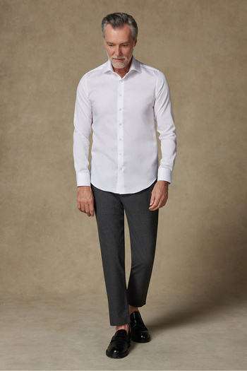 Abbate Ανδρικό πουκάμισο Fabio Non-Iron Twill Cotton Comfort Fit Λευκό Κλασικό Πέτο