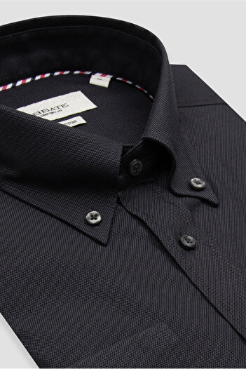 Abbate Matteo Royal Oxford Cotton Sports Comfort Fit Collar Gray Button Collar Men's Shirt