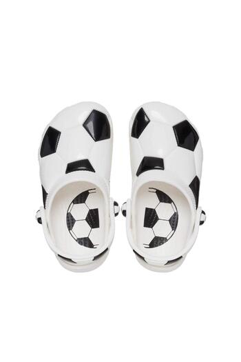 Crocs 210023-103 Clătitor clasic pentru minge de fotbal T &amp; Ccedil;Papuci pentru copii albi