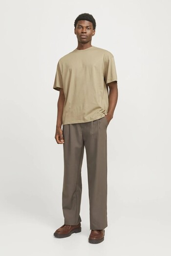 Jack & Jones Ανδρικό μπλουζάκι Jjebradley Tee Ss με λαιμόκοψη σε γκρι χρώμα 12249319-Coriander
