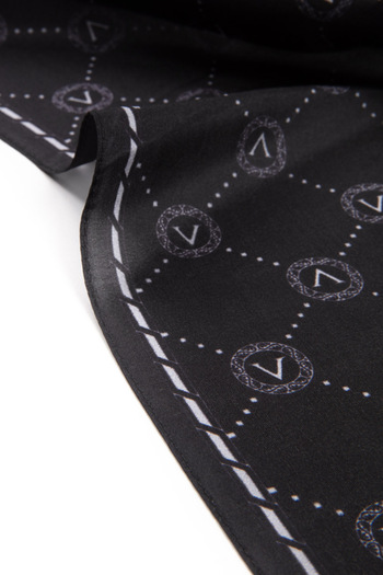 Vissona 100% Silk V Logo Patterned Black - Gray Color 90X210 Shawl