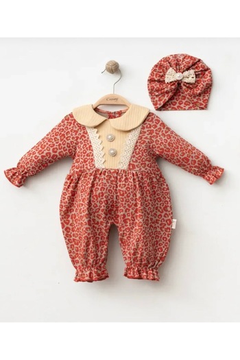 genybaby Leopard Seasonal Jumpsuit 2-Piece Combination with Bandana Gift