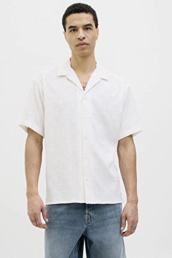 Jack & Jones Чоловіча біла сорочка Jjematteo Resort Shirt Ss Sn 12269636-White
