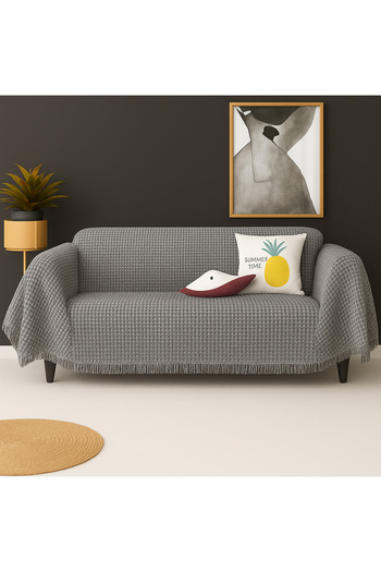 Rell Home Бавовняна тканина для дивана 170x300 см Battal Boy – Плед для телевізора з бахромою та декоративний чохол для дивана