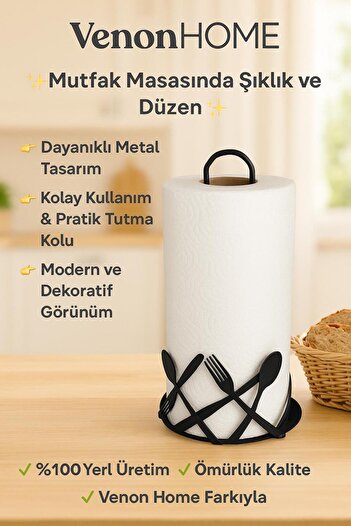 VENON Çatal Kaşık Bıçak Metal Kağıt Havluluk ,Rulo Havluluk,Peçetelik Tezgah Üstü Kağıt Havluluk Dik