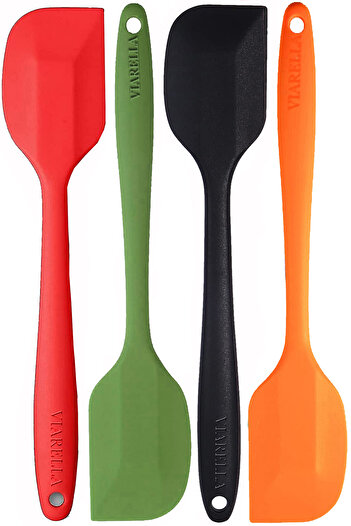 viarella Silicone Spatula Set 4 Large Size Fireproof Non-Stick Non-Scratch Red-Green-Fuchsia-Purple 27cm