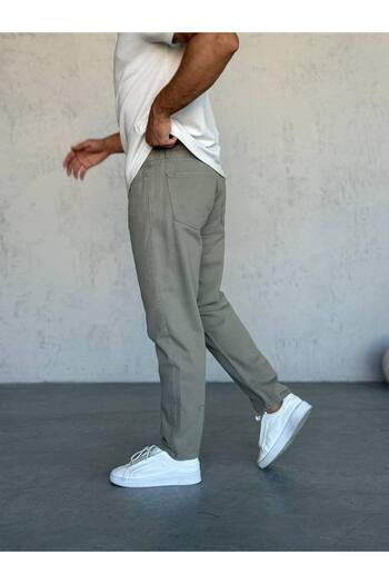 Gambocci Men's Comfortable Fit Boyfriend High Waist Pants
