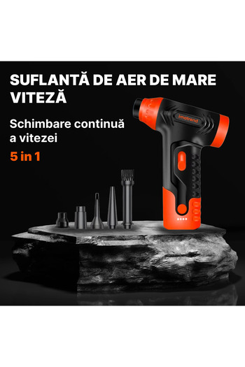 IMA TREND Suflanta Aer Portabila IMA Trend, Aspirator, Turbo Fan, 140000 RPM, 5000mAh, USB-C, Portocaliu