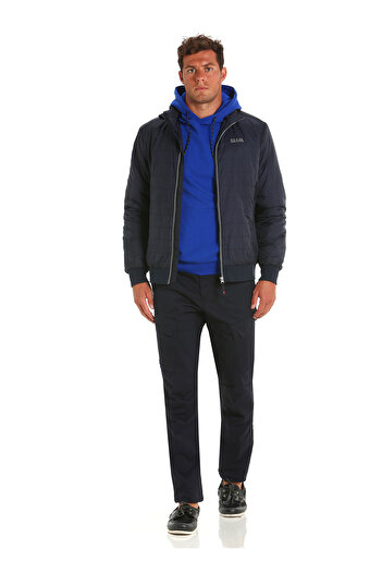 Slam Navy Blue Men's Stand Collar Regular Fit Jacket A123003S00_ACT GRAPHENE SHORTS JKT