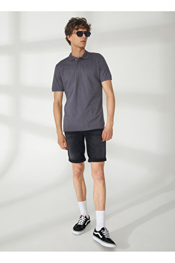 Lee Cooper Ανδρικό μπλουζάκι Polo Neck Anthracite 232 LCM 242058 MILES ANTRASIT