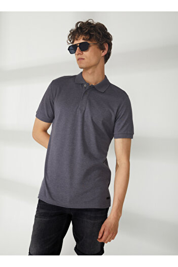 Lee Cooper Ανδρικό μπλουζάκι Polo Neck Anthracite 232 LCM 242058 MILES ANTRASIT