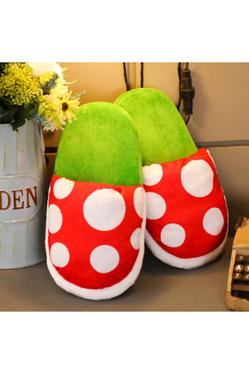 BANDAI 35-42 B Super Mario Cartoon Mushroom Home Slippers Plush Piranha Plant Plush Creative Shoes Toys For