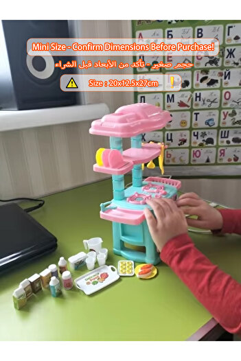 Choice1 Pink Mini Kitchen Counter Play Set DIY Simulated Cooking Food Tableware Play House Role Play Pretend