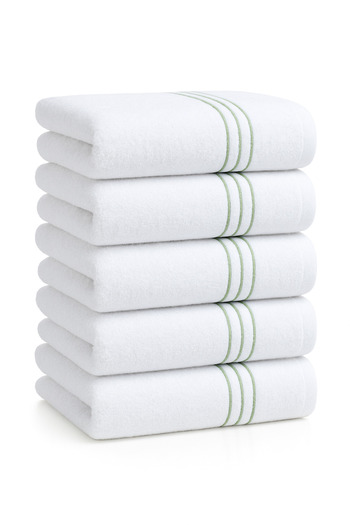 Arte Cotone White Embroidered Striped Hand Towel Set |   Red and Green Stripes 35X35 / 40X70