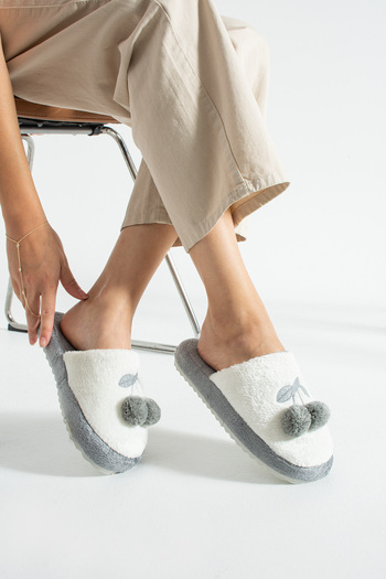 Moda Devrin Gray Cherry Winter Women's Slippers