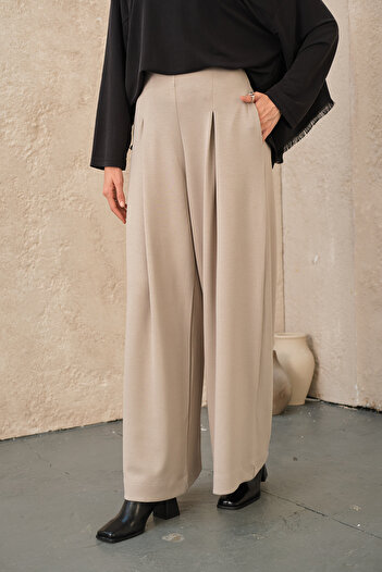 LOCCO Women's Pleated Detail Pants Stone