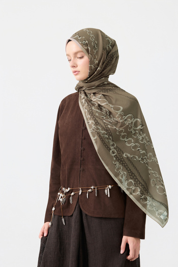 Qef Cotton Twill Shawl Loop Line Milky Brown