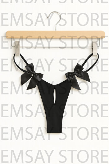 ŞAHANE İÇ GİYİM Emsay Store Fantasy Black Sexy Bow Women's String – Fantasy Thong