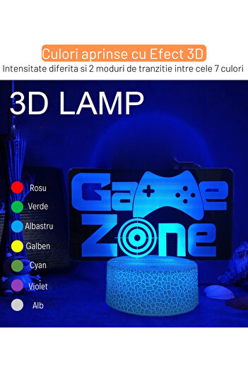 LEBLOU 3D LED lamp for games with optical illusion, touch control base, USB / batteries, Game Zone model