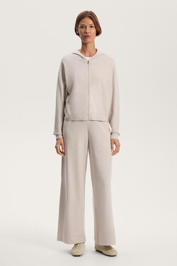 Oysho Wide straight-leg piqué knit trousers